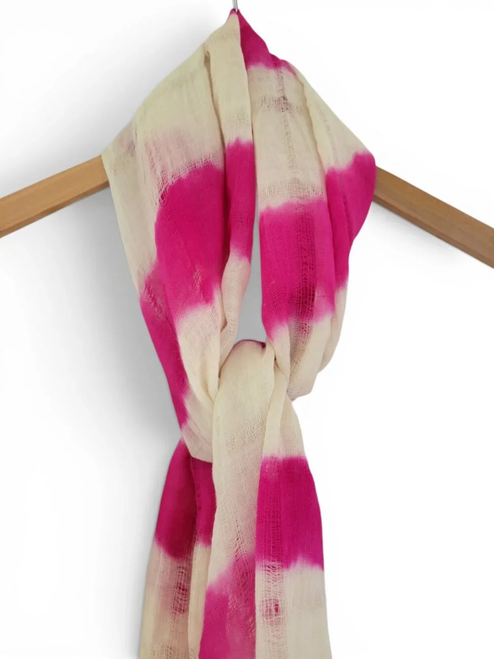 J. Crew Light & Airy Magenta Pink Raw Edge Wool Shibori Scarf